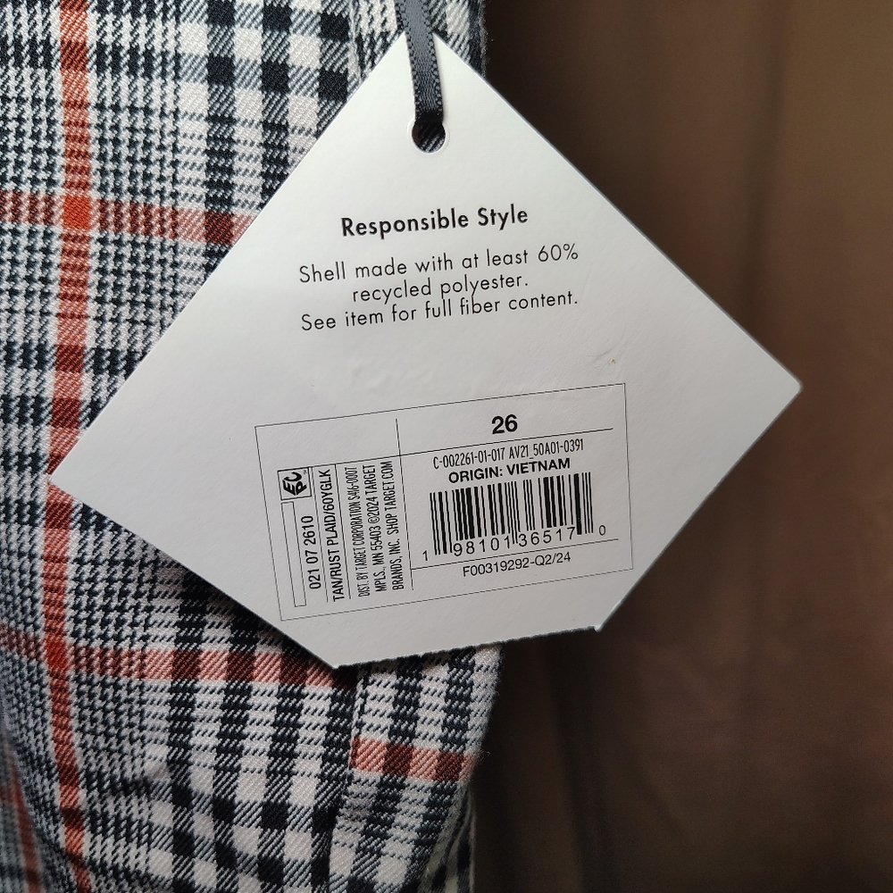 Ava & Viv High Rise Plaid Ankle Pants 26W NWT Plus Size Stretch Work Trousers - Picture 12 of 12